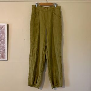 FLAX Linen Pants Sz Medium Chartreuse